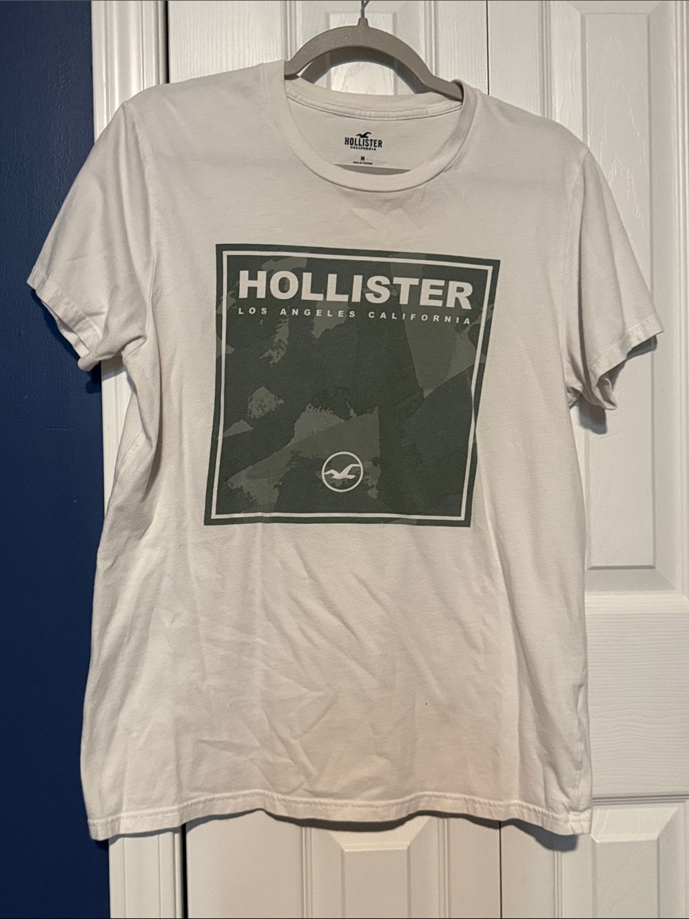 Hollister Men's White Graphic Logo Tee